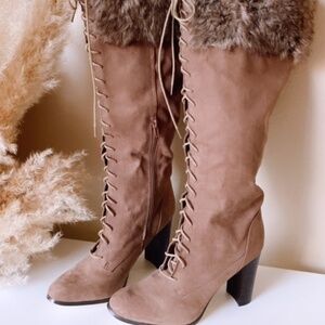 Faux Fur Fall Brown Boots Size 10